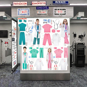 Costume d'infirmière ou de médecin amusant pour enfants, garçons et filles, pour Halloween, avec haut à col en V, pantalon et accessoires, uniforme médical chirurgical - Product Image 3