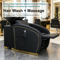 Lit de lavage électrique de luxe moderne avec massage du dossier et station de lavage motorisée pour salon de spa