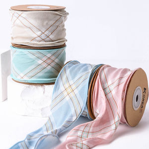 JK Plaid Serged Trim Ribbon Deco Print Ribbon Bow Set Lolita Diamond Lattice Vintage Hat Band Ribbon - Product Image 1