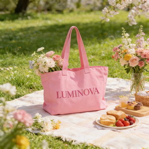 Sac fourre-tout en toile personnalisé avec broderie de lettres, logo, deux poignées renforcées, idéal pour la plage, option cadeau - Product Image 4