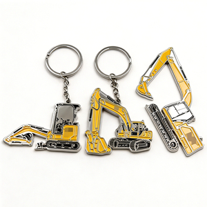 Porte-clés en métal 2D personnalisés avec logo, émail dur ou souple, excavateur, bulldozer, forme irrégulière, porte-clés en métal personnalisés - Product Image 1