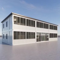 Casa Contenedor Modular Prefabricada de 2 Pisos, Multifuncional, con Estructura de Acero Rápida y Embalaje, Casa Contenedor de Vidrio