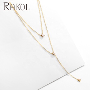 Ras-du-<span class=keywords><strong>cou</strong></span> <span class=keywords><strong>en</strong></span> cristal <span class=keywords><strong>blanc</strong></span> délicat, collier à deux couches plaqué <span class=keywords><strong>or</strong></span> 18 k, accessoires décoratifs pour femmes, collier Long - Product Image 3