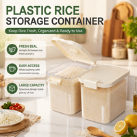 Ornate Rectangular Plastic Rice Storage Container Home Use Large 20-Pound Sealed Insect-Proof Moisture-Proof Container