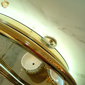 Grande specchio da trucco a led con struttura in metallo oro senza nebbia doccia supporto da pavimento parete decorazioni per la casa salone di cristallo specchio da bagno ovale a led