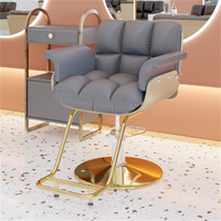 Fauteuil de barbier inclinable moderne avec siège en similicuir et cadre en fer-Mobilier de salon portable, durable et léger