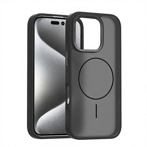 <span class=keywords><strong>Coque</strong></span> de téléphone magnétique pour 17ProMax, motif perforé, anneau fin, anti-chute, sensation de peau, style Ins, en acrylique PC - Product Image 1