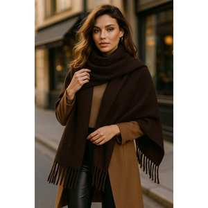 ผ้าคลุมไหล่พู่ห้อยสีเทาแบบชนเผ่า ทรงหลวม สำหรับอากาศหนาว-Sal1296 - Product Image 4