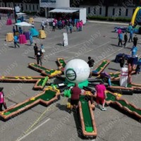 Parcours de mini-golf gonflable géant en PVC, imperméable, pour intérieur et extérieur, idéal pour événements, fêtes, location, parcs d'attractions