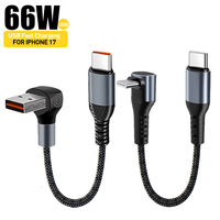 90-Grad-Winkel-USB-Typ-C-Kabel, 66W 6A, Typ-C-zu-Typ-C-Schnelllade-Datenkabel für iPhone 17, 0,25M/0,5M Kurzes Powerbank-Kabel Typ C