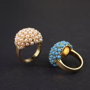 New Gorgeous Pearls <b>Cocktail</b> <b>Rings</b> Elegant 21k <b>Gold</b> Plated Zirconia Wedding <b>Rings</b> Jewelry for Bridal Party Gift - Product Image 5