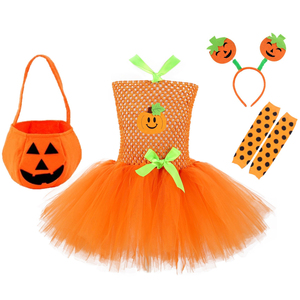 Disfraces de Halloween para Niñas, Vestido de Calabaza con Tutú, Tul Naranja y Negro, Disfraz de Cosplay para Fiestas Infantiles, Venta al por Mayor, Conjunto de Vestido con Tutú para Niñas - Product Image 6