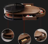 Table basse de style moderne de luxe pour salon, meuble TV télescopique à double niveau, table basse combinée longue