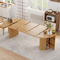 Ensemble de table à manger extensible convertible ronde à ovale moderne, 8 places, design gain de place pour petite maison, cuisine intérieure