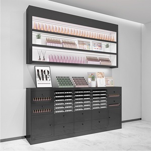 Nhà máy bán đen Nordic siêu thị giá gỗ sơn móng tay Gel khóa tủ sàn ngăn kéo lưu trữ cho Nail Salon sử dụng - Product Image 6