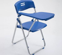 Tablette d'écriture pliable en plastique chromé avec cadre en acier, chaise de formation, chaise de bureau, pour l'école, les conférences et les salles de séminaire