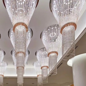 Lampadario di cristallo di lusso moderno personalizzato per la Lobby dell'hotel Non Standard Duplex edificio aziendale luci regolabili in altezza - Product Image 2