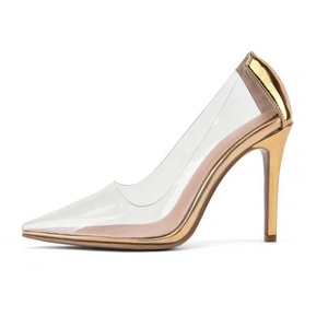 Zapatos de Vestir de Mujer de Tacón Fino, Corte Bajo, Sin Cordones, de Charol, Talla Grande 47, con Punta en Pico, Color Dorado Cristal, para Verano y Otoño - Product Image 5