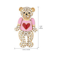 Broche Cœur Ours Saint-Valentin Dorée Bijou pour Elle Cadeaux de Couples pour Sacs à Dos Saint-Valentin