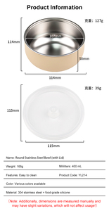 Nouveau bol pour bébé en acier inoxydable 304 écologique et non toxique, avec manchon en silicone amovible, anti-brûlure, incassable, pour l'alimentation des tout-petits - Product Image 2