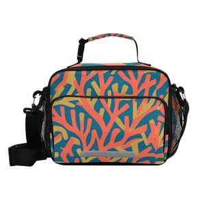 Sac à déjeuner isotherme personnalisé avec logo imprimé corail, fermeture éclair, sac de transport alimentaire portable pour l'école et les voyages - Product Image 1