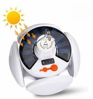 Lampe solaire pliable USB étanche pour extérieur avec crochet de suspension, ampoule LED rechargeable pour la nuit, lampe de camping en ABS pour jardin