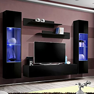 Meubles <span class=keywords><strong>TV</strong></span> muraux modernes en bois laqué, ensembles de rangement pour salon, centres de divertissement flottants pour téléviseurs - Product Image 2