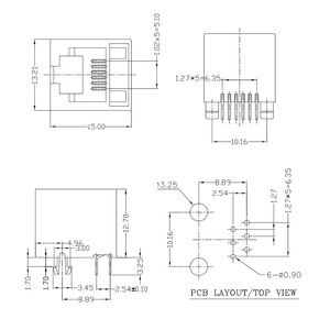 5224 rj25 kết nối điện thoại nữ đen <span class=keywords><strong>6P6C</strong></span> H = 12.7mm sân 1.27mm phẳng pin 6 địa chỉ liên lạc dọc đầu vào RJ12 <span class=keywords><strong>PCB</strong></span> ổ cắm - Product Image 2