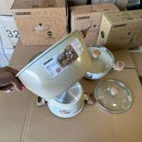 Ménage Soupe Poêle Antiadhésive Marmite En Aluminium Cuisinière À Induction Cuisinière À Gaz Ustensiles De Cuisine Granit Blanc Pot Antiadhésif Avec Poignée Soft Touch