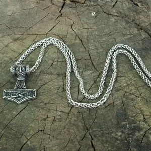 Pendentif en acier inoxydable pour homme, dieu de la foudre Perun, <span class=keywords><strong>mythologie</strong></span> slavie, pagane orientale, collier marteau de guerrier <span class=keywords><strong>viking</strong></span> - Product Image 5