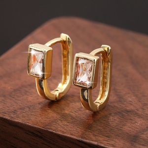 Pendientes Largos Elegantes de Estilo Europeo Americano para Mujer, Chapados en Oro y Cobre, con Microincrustaciones de Circonita, Geométricos, Modernos y Sencillos - Product Image 6