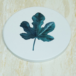 Vente en gros <span class=keywords><strong>de</strong></span> sous-verres en céramique ronds en pierre absorbants feuilles vertes pour avec base en liège pour boire - Product Image 5