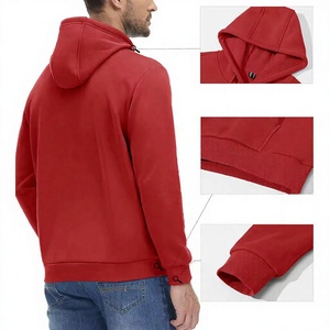 Sudadera con Capucha Roja para Hombre, 100% Algodón, Felpa, Casual, con Bolsillo Delantero, Logotipo Termotransferible, Forro Transpirable, Ropa de Invierno - Product Image 4