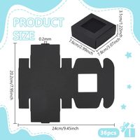 Cajas de Papel Cuadradas con Ventana Transparente, Caja de Embalaje de Papel Negro de 3x3x1.2 Pulgadas, Caja de Regalo Plegable para Fiestas de Cumpleaños y Bodas