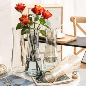 Vaso moderno <span class=keywords><strong>in</strong></span> vetro con <span class=keywords><strong>bocca</strong></span> dorata per centrotavola decorazione domestica di nozze bottiglia di vetro per fiori pantalone da interno - Product Image 5