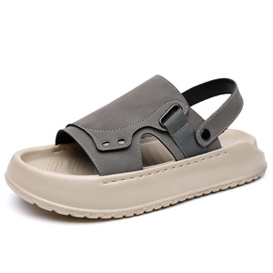 Gray Green Slides Thick Soled Casual Beach <b>Sandals</b> Slip On Two Way Design 1 3cm Heel Height - Product Image 5