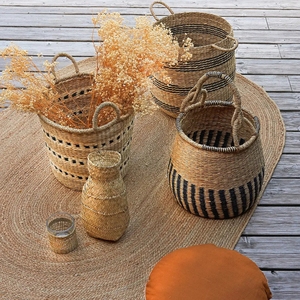 Panier de rangement en jonc de mer tressé à la main, couleur naturelle, avec couvercle, écologique, multifonctionnel, taille personnalisée, export direct du Vietnam - Product Image 1