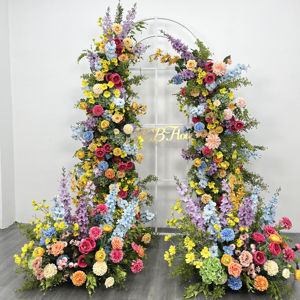 Ingrosso fiore di decorazione per festa di nozze colorato di Rose verdi piante di seta fiore artificiale sfondo arco