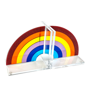 Cầu Vồng <span class=keywords><strong>Acrylic</strong></span> lucite hiển thị cuốn sách đứng rõ ràng cơ sở tinh tế thư viện bookends - Product Image 5