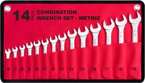 14-Piece Essential Metric Dual Purpose <strong>Combination</strong> <strong>Wrench</strong> Set in Roll-up Pouch, Metric Sizes 6mm - 19mm - Product Image 2