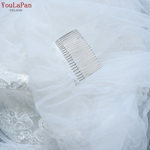 YouLaPan V105 Velo de Novia Doble Encaje Estilo Catedral con Flores Bordadas a <span class=keywords><strong>Mano</strong></span>, Velo de Fiesta y Ceremonia con Peineta Metálica - Product Image 4