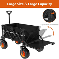 Chariot pliable robuste de 200 L, grand chariot utilitaire de jardin, chariot de camping extérieur, pour le camping et la plage