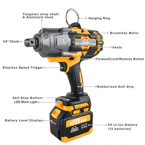 Alta Qualidade Heavy Duty Auto Repair Alta Potência Operação Sem Fio Torque Elétrico Chavetas De Lítio <span class=keywords><strong>Impact</strong></span> Wrench Set Ferramentas Elétricas - Product Image 2