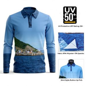 เสื้อโปโลแบบสั่งทำพิเศษ แขนยาว ป้องกันรังสียูวี UPF 50+ แห้งเร็ว ระบายอากาศได้ดี สำหรับผู้ชาย เหมาะสำหรับตกปลา - Product Image 3
