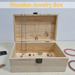 Caja <span class=keywords><strong>de</strong></span> Almacenamiento <span class=keywords><strong>de</strong></span> Madera Grande sin Acabado con Tapa, Cajas <span class=keywords><strong>de</strong></span> Madera Maciza <span class=keywords><strong>de</strong></span> Pino para Manualidades con Caja Pequeña Adicional para Regalos - Product Image 1
