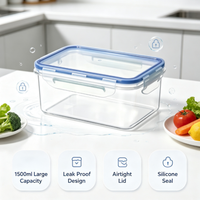 Ensemble de 4 contenants alimentaires en plastique PP étanches avec joint en silicone et couvercle hermétique pour la cuisine, le camping et la préparation des repas en extérieur