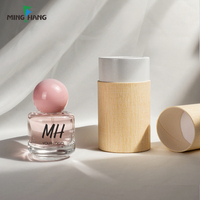 Flacon de parfum rond en verre de 30 ml, teinte rose douce, avec bouchon sphérique, pour la beauté et les parfums