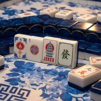 Set Ubin Mahjong Gaya Amerika Modern Akrilik 2 Lapis 160 Ubin Perjalanan Portabel Mewah yang Dapat Dilipat dan Diukir dengan Indah