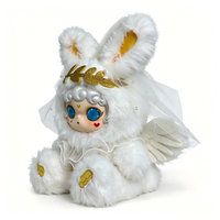 En stock, poupée en peluche Mengqi style ange sacré, voile blanc et bordure dorée, lapin en peluche, cadeau idéal pour les meilleurs amis