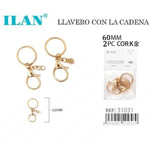 Portachiavi con catena 60 mm color oro per chiavi e borse - Product Image 1